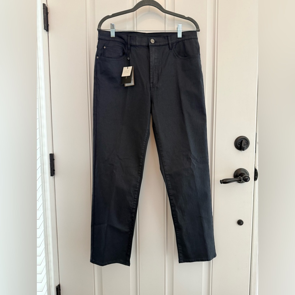 NWT Women’s Massimo Dutti Blue Coated High Rise Straight-Leg Pants